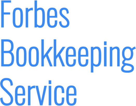 Blue text on a light background reads "Forbes Bookkeeping Service" in large, sans-serif font.