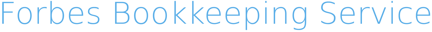 Text that reads "Forbes Bookkeeping Service" in large, light blue letters on a light background.